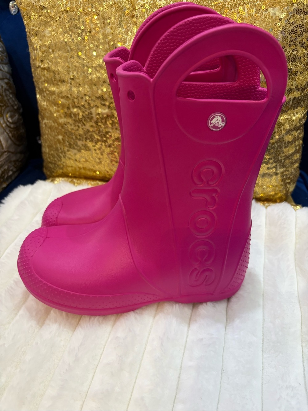 CROCS Kids Bright Pink Tall Rain Boots